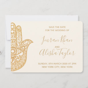 Mehendi Indian Wedding Save the date hamsa Henna
