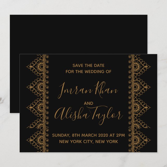 Mehendi Indian Wedding Save the date Invitation (Front/Back)