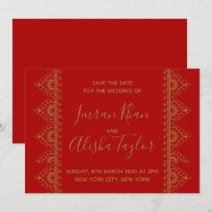 Mehendi Indian Wedding Save the date Invitation