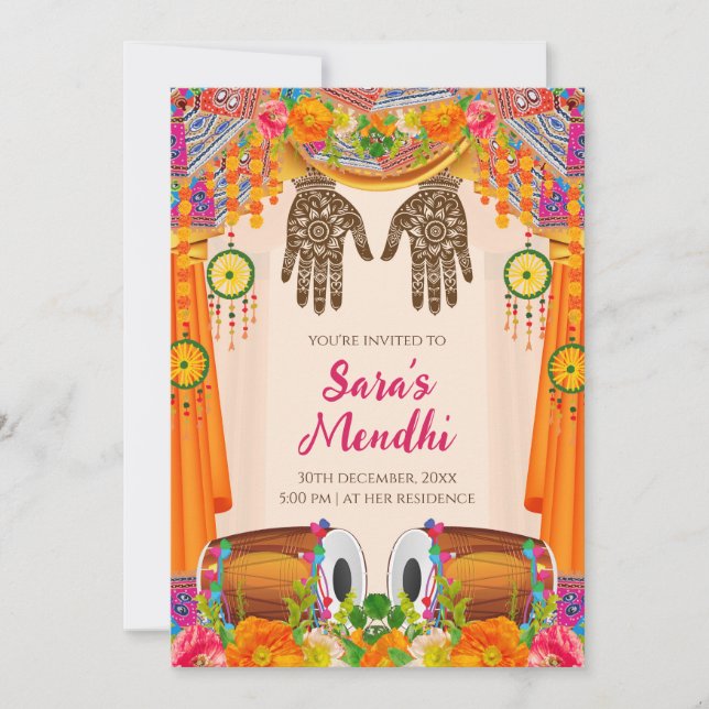 Mehendi invitation Digital Mehndi invite (Front)