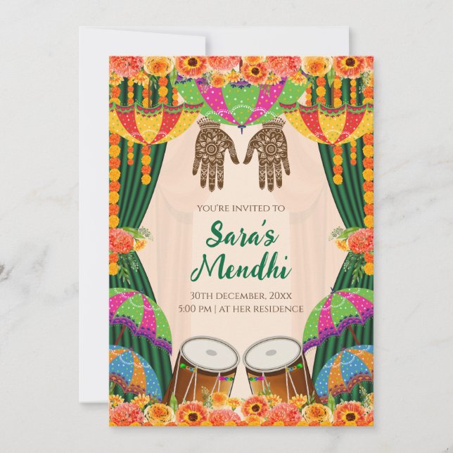 Mehendi invitation Digital Mehndi invite (Front)