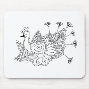 Mehendi Peacock Mouse Pad