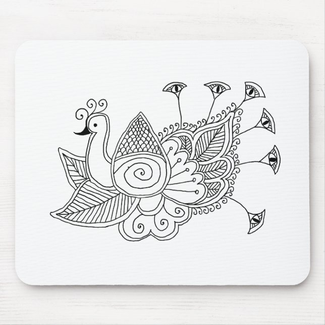 Mehendi Peacock Mouse Pad (Front)