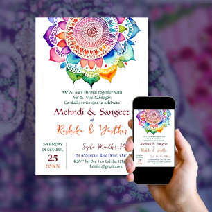 Mehndi and Sangeet colourful mandala template