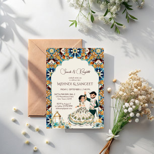 Mehndi and sangeet Indian wedding  Invitation