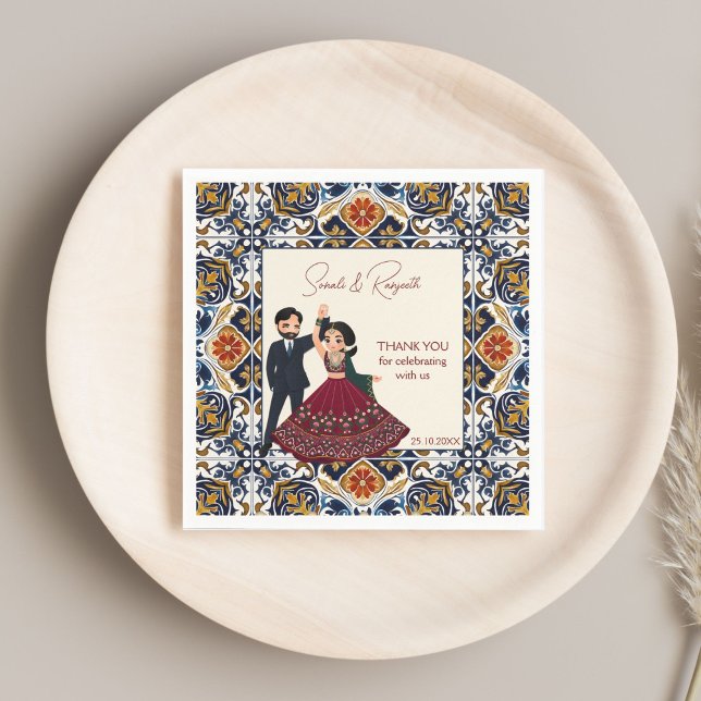 Mehndi and sangeet Indian wedding personalised Napkin (Mehndi and sangeet Indian wedding personalized monogrammed Napkins template)