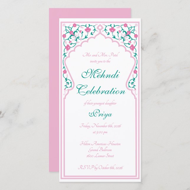Mehndi Celebration Invitation (Front/Back)