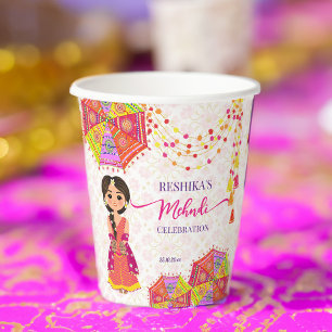 Mehndi cute Indian bride umbrellas  Paper Cups