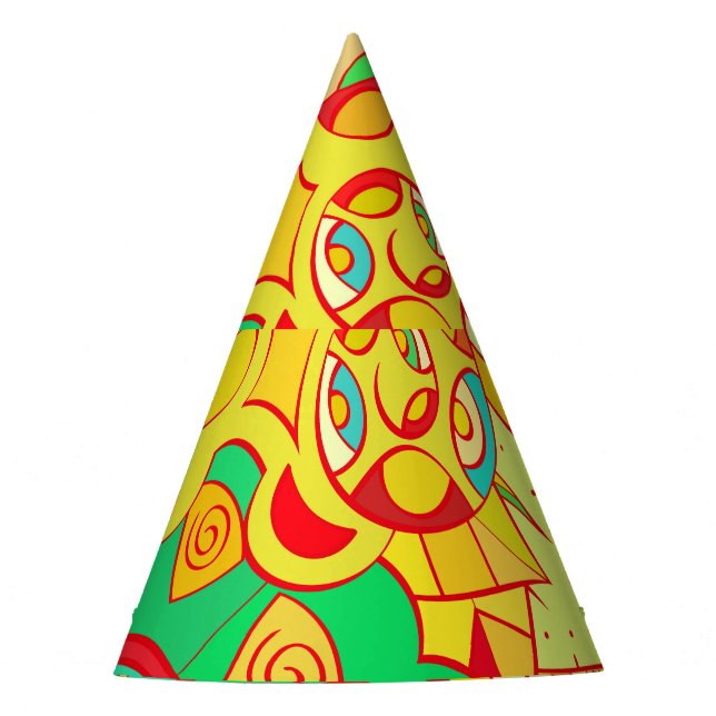 Mehndi Doodle: Colourful Ethnic Texture. Party Hat (Front)