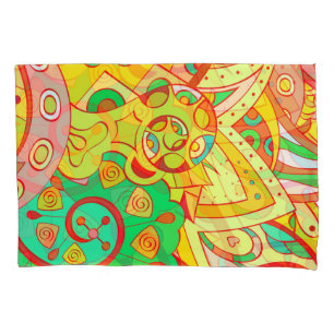 Mehndi Doodle: Colourful Ethnic Texture. Pillowcase