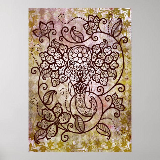 Mehndi Elephant Poster (Front)
