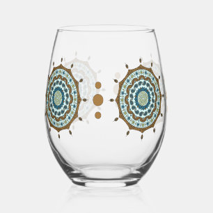 Mehndi Fantasy Copper Stemless Wine Glass