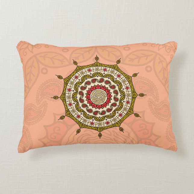 Mehndi Fantasy Gold Accent Pillow (Front)