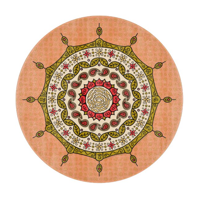 Mehndi Fantasy Gold Glass Cutting Board (Front)