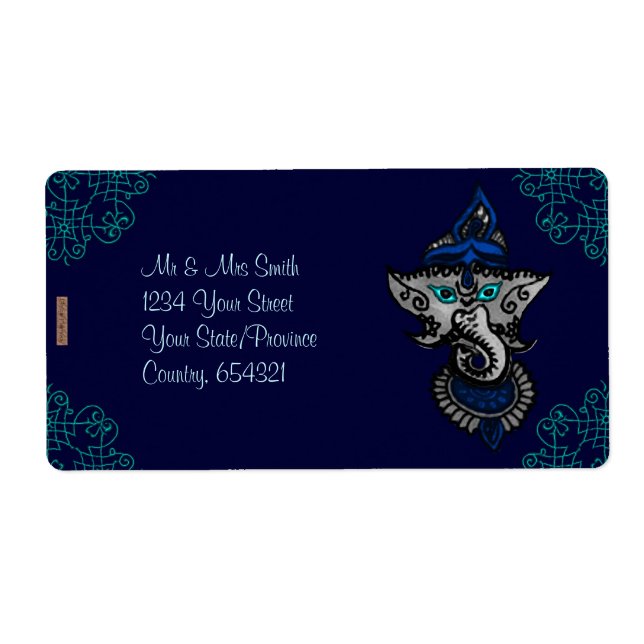 Mehndi Ganesha (Blue) (Front)