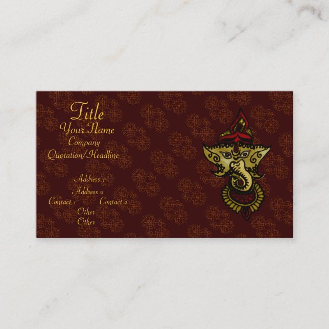 Mehndi Ganesha Business Card (Front)