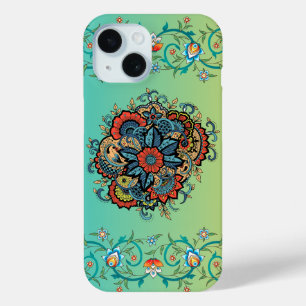 Mehndi Green Floral Art, Infinite Splendour iPhone 15 Case