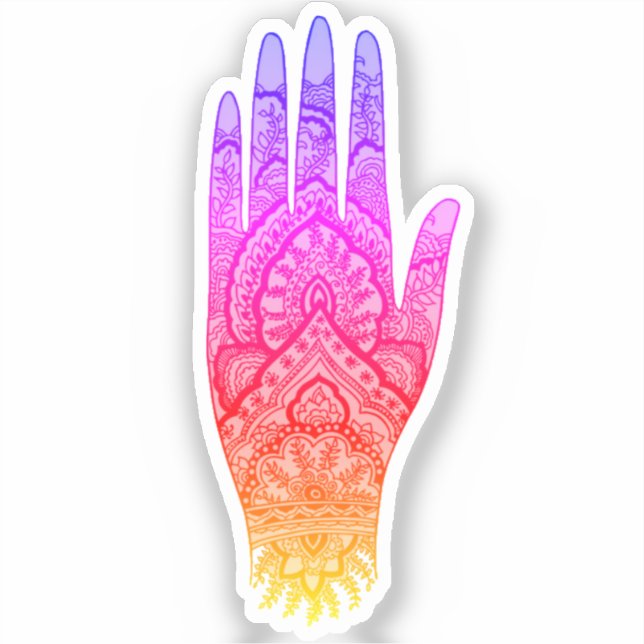 Mehndi Hand Tattoo Art Rainbow (Front)