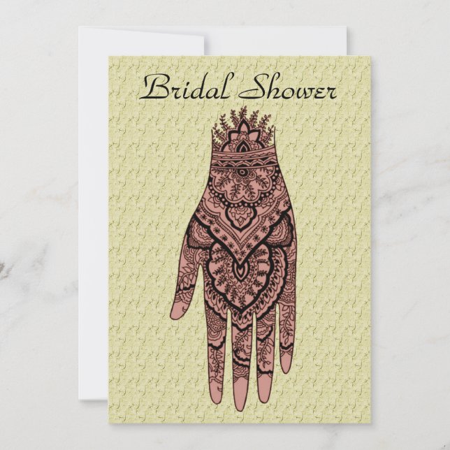 Mehndi Hand Tattoo Design Bridal Shower  Invitation (Front)