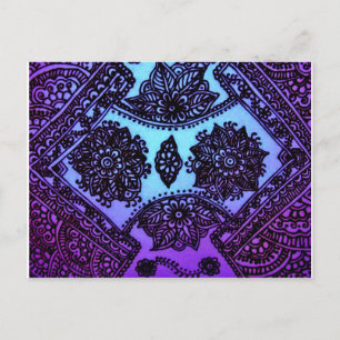 Mehndi Henna Blue Mix Postcard