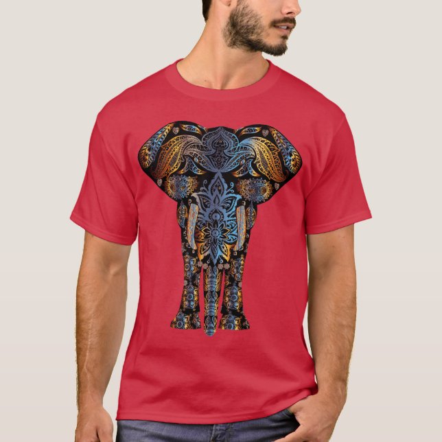 mehndi henna elephant colourful psychedelic tshirt (Front)
