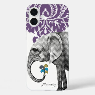 Mehndi Indian Aesthetic Modern Twist Elephant iPhone 16 Plus Case