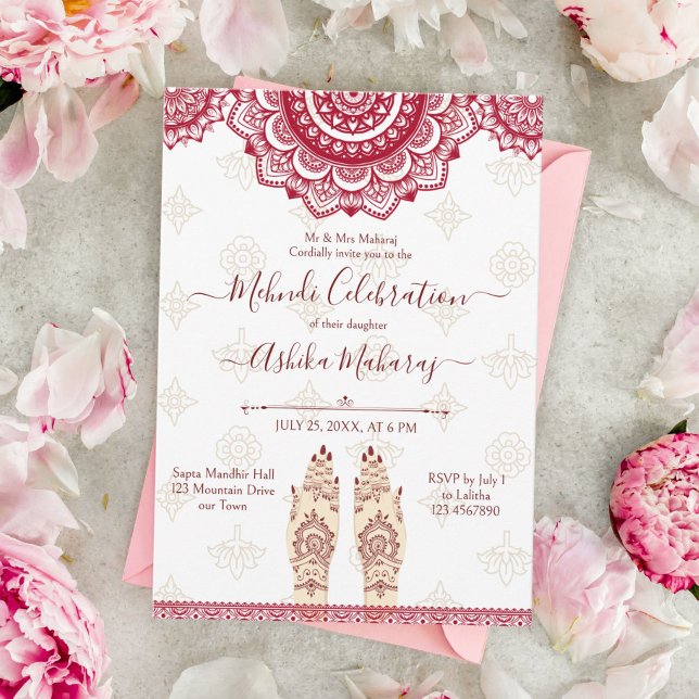 Mehndi Indian wedding maroon mandalas template  (Creator Uploaded)