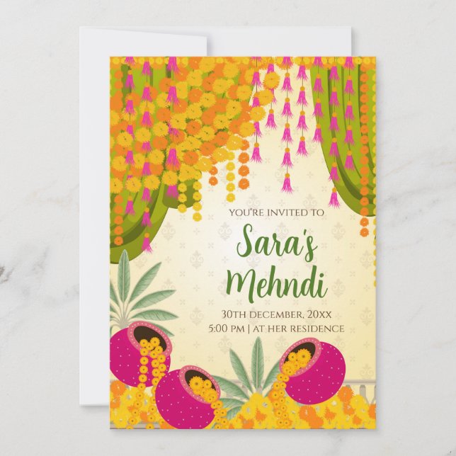 Mehndi invitations & Digital Mehndi invite (Front)