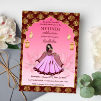 Mehndi maroon pink gold lotus Indian bride