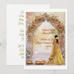 Mehndi Night Invitation Card 2026   Mughal Floral 