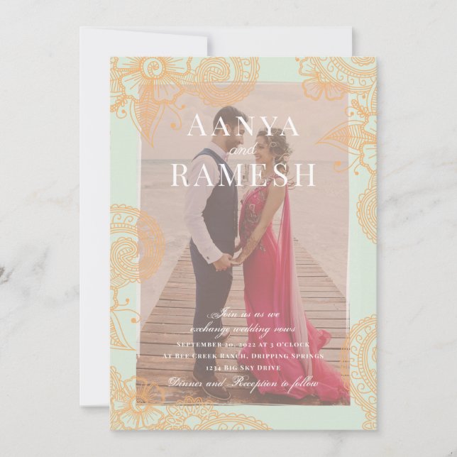 Mehndi Photo Wedding Invitation (Front)