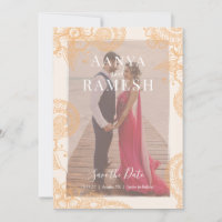 Mehndi Photo Wedding Save the Date Invitation