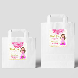 Mehndi pink magenta mandala Indian bride thank you Square Sticker