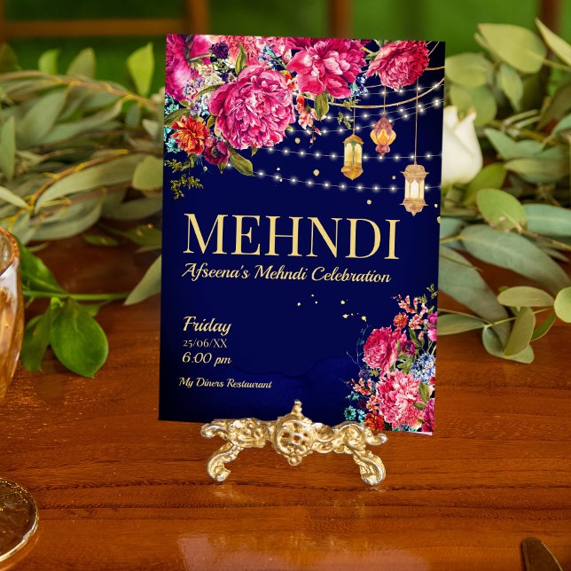 Mehndi Starry night Arabian lanterns floral invite (Creator Uploaded)