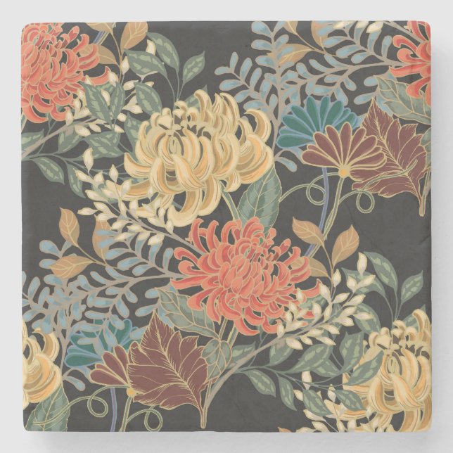 Mehndi Tracery Tile: Ethnic Seamless Design Stone Coaster (Front)