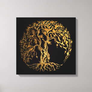 Mehndi Tree of Life (Gold) Canvas Print