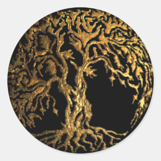 Mehndi Tree of Life (Gold) Classic Round Sticker