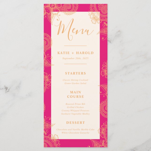 Mehndi Wedding Dinner Menu (Front)