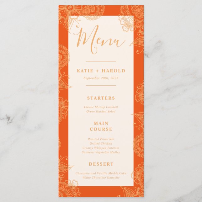 Mehndi Wedding Dinner Menu (Front)