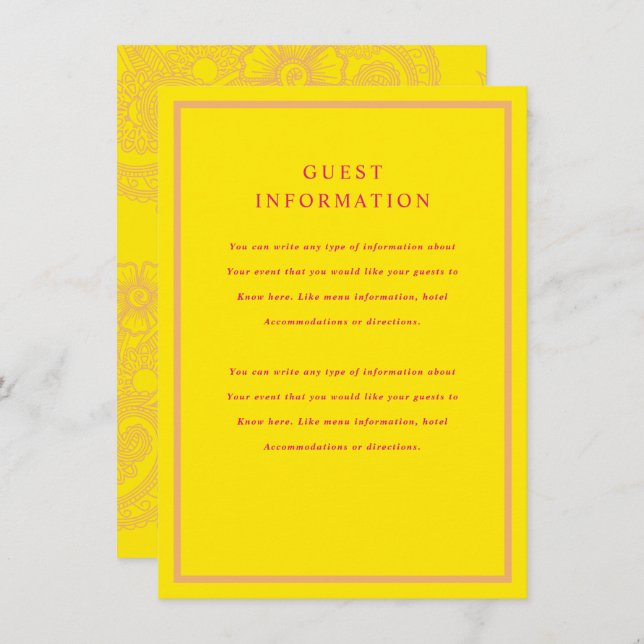 Mehndi Wedding Insert (Front/Back)