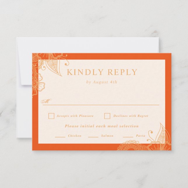 Mehndi Wedding RSVP Card (Front)