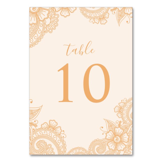 Mehndi Wedding Table Number (Front)