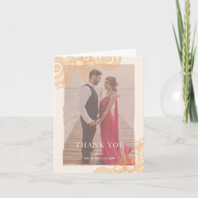 Mehndi Wedding Thank You Card (Front)