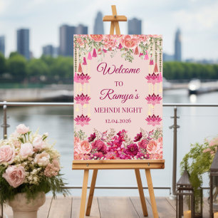 mehndi welcome sign, indian wedding sign, mendhi  poster