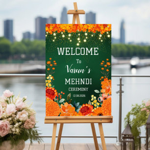 mehndi welcome sign, indian wedding sign, mendhi  poster