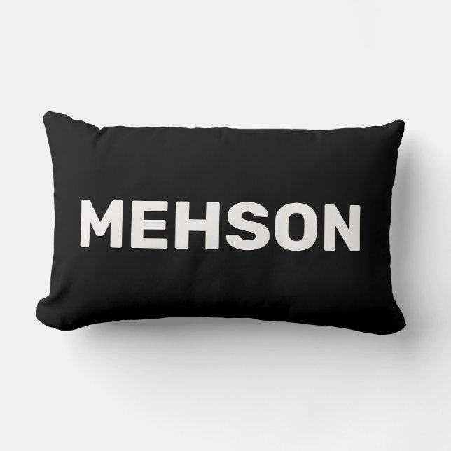"MEHSON" | Virgin Islands Slang, Black Lumbar Cushion (Front)