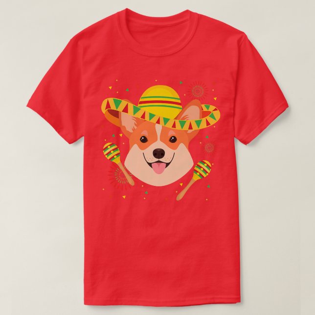 Meican Corgi Dog Lovers Cinco De Mayo Meico Fiesta T-Shirt (Design Front)