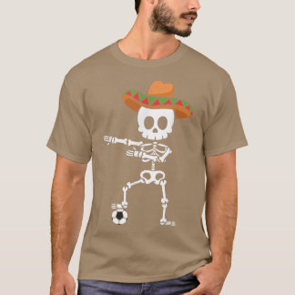 Meican Hat Skeleton Soccer Cinco De Mayo T-Shirt