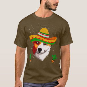 Meican Sombrero Wearing Corgi Cinco De Mayo  T-Shirt