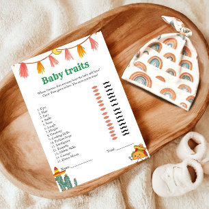 Meican Tacos baby trait baby shower game Card